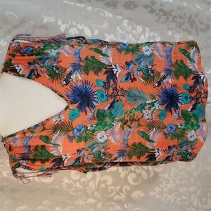 Jane & Delancey Sleeveless Colorful Tropical Print Top, Med